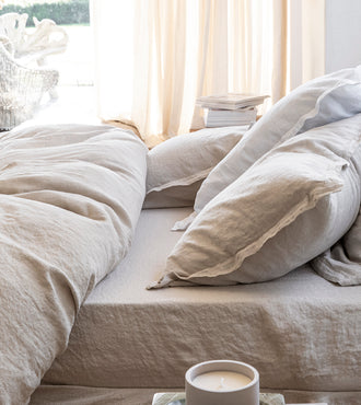 Drap housse lin lavé Ficelle