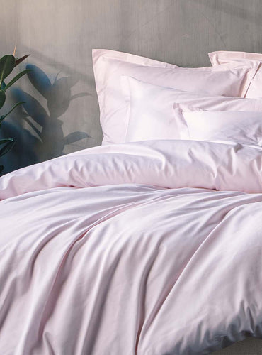 Parure de lit satin unie Rose poudre
