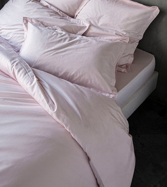 Housse de couette satin unie Rose poudre
