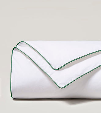 Housse de couette passepoil satin Passepoil vert forêt