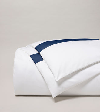 Housse de couette bicolore satin Bicolore bleu minuit