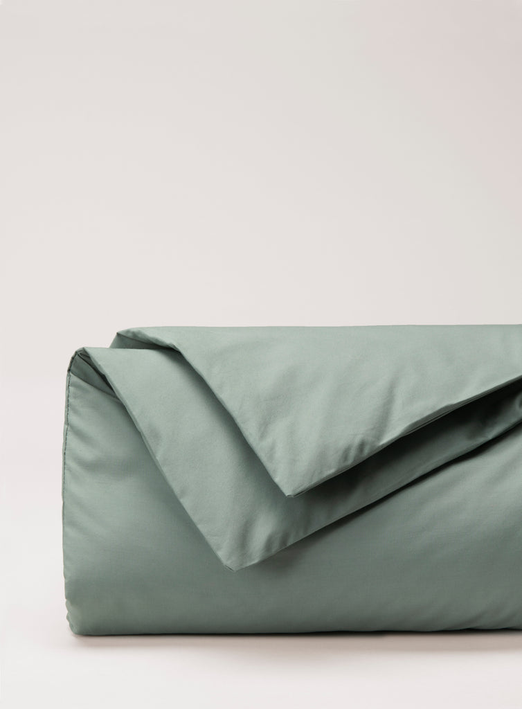 Housse de couette percale unie Vert cendré