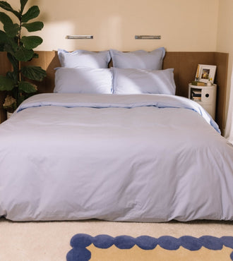 Drap plat percale uni Bleu azur