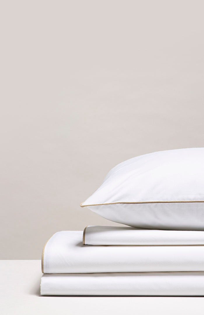 Parure de lit percale passepoil Passepoil greige