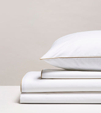 Parure de lit percale passepoil Passepoil greige