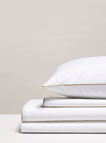 Parure de lit percale passepoil Passepoil greige