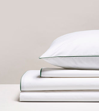 Parure de lit percale passepoil Passepoil vert forêt