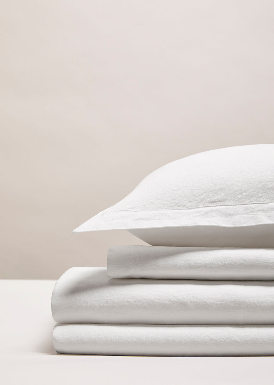 Parure de lit lin lavé français Blanc pur