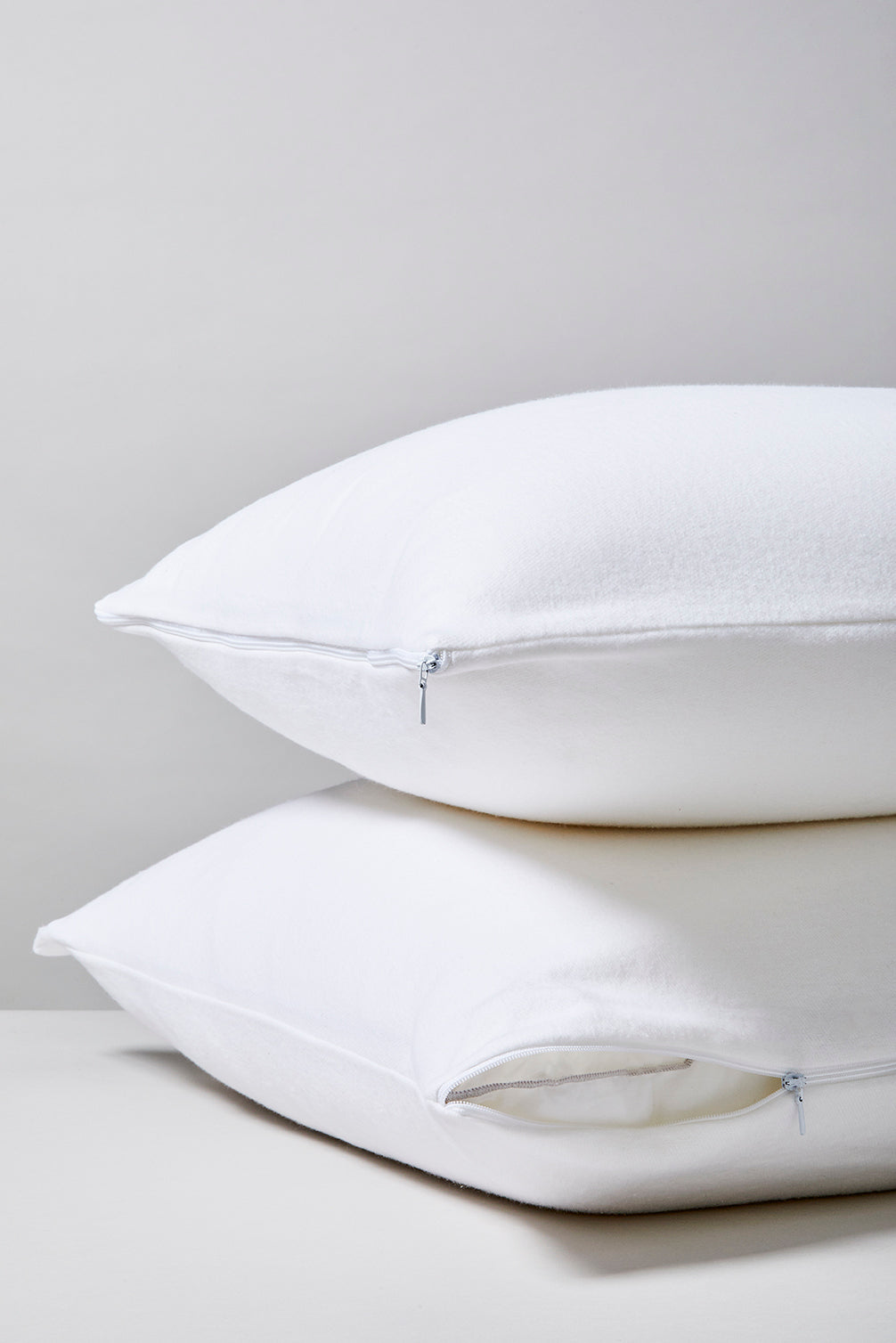 2 protege oreillers pur coton coloris blanc Molleton blanc