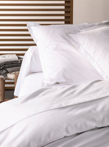 Set de 2 taies d'oreillers satin Blanc pur