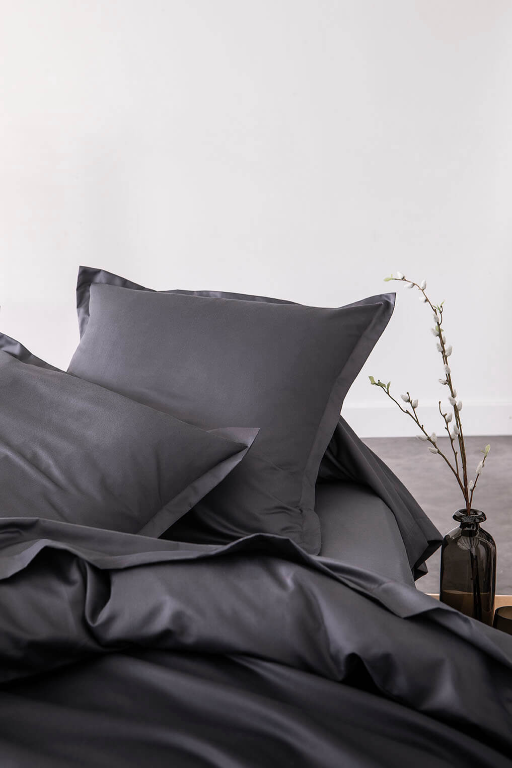 Drap housse satin Graphite