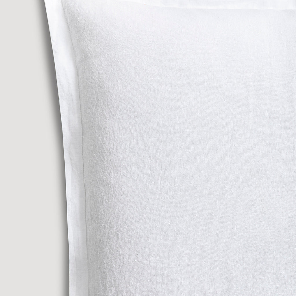 Set de 2 taies d'oreillers lin lavé Blanc pur