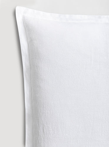 Set de 2 taies d'oreillers lin lavé Blanc pur