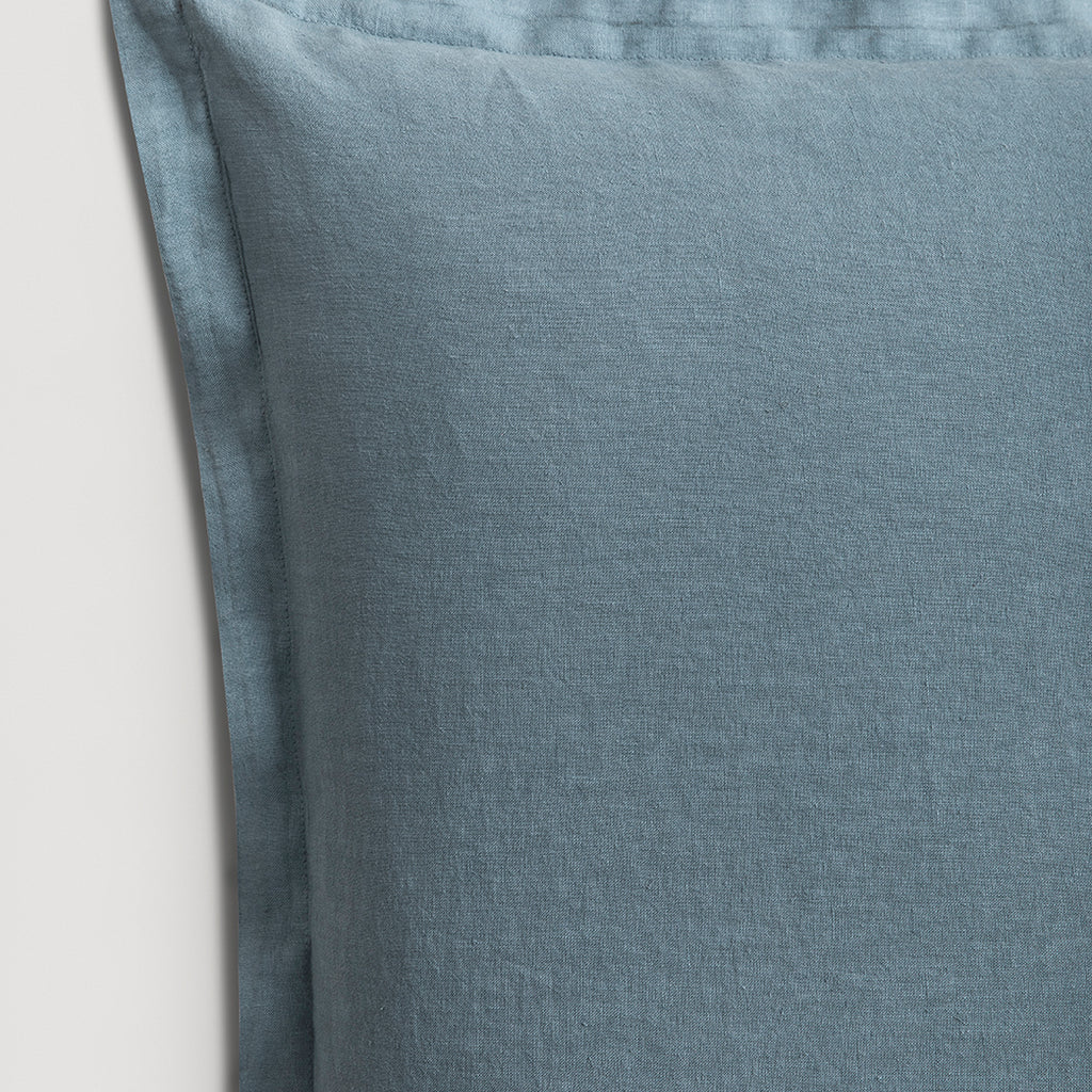 Set de 2 taies d'oreillers lin lavé Bleu turquin