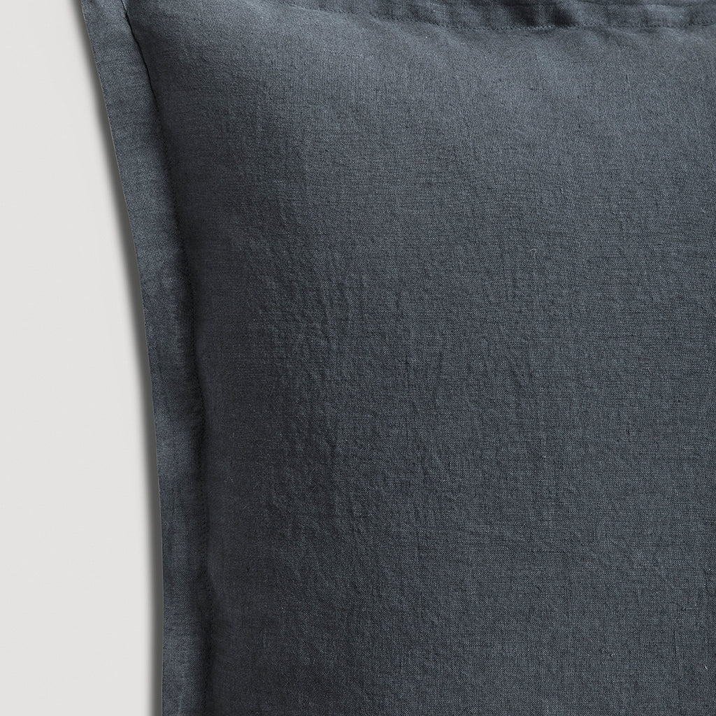 Set de 2 taies d'oreillers lin lavé Gris carbone
