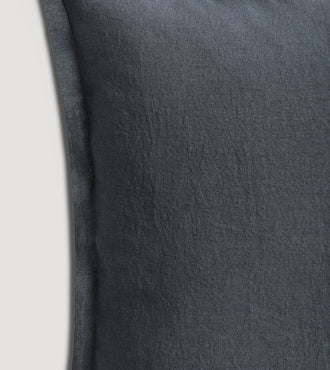 Set de 2 taies d'oreillers lin lavé Gris carbone