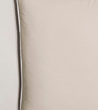 Set de 2 taies d'oreillers passepoil Greige passepoil blanc