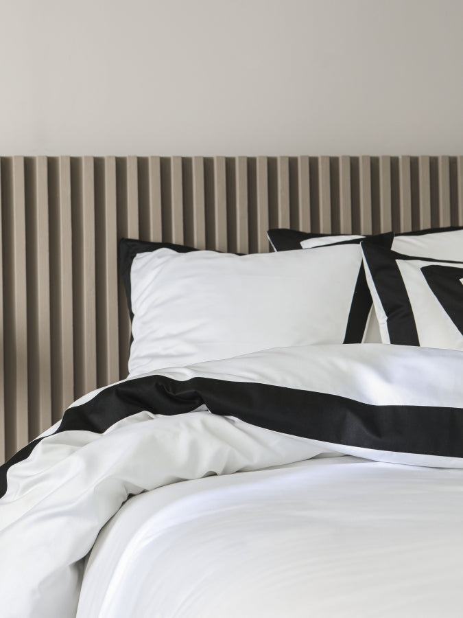 Housse de couette bicolore satin Bicolore noir