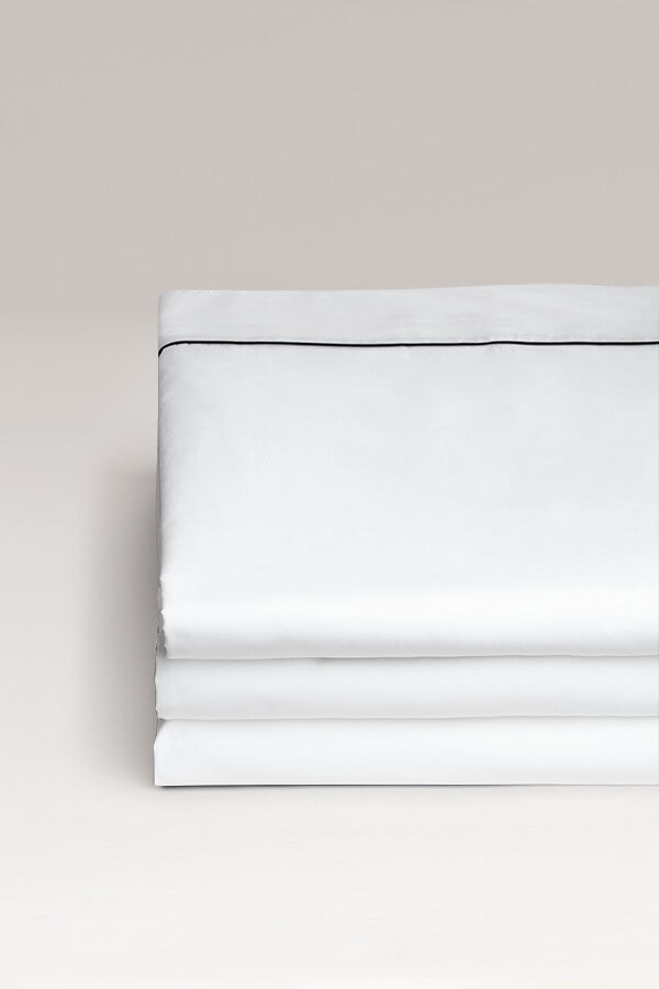Drap plat passepoil percale Passepoil noir