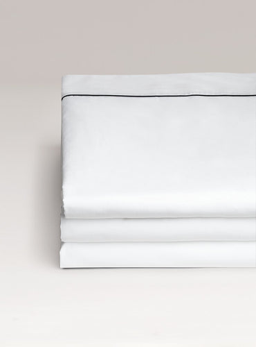 Drap plat passepoil percale Passepoil noir