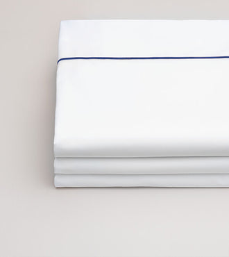Drap plat bourdon percale Bourdon bleu