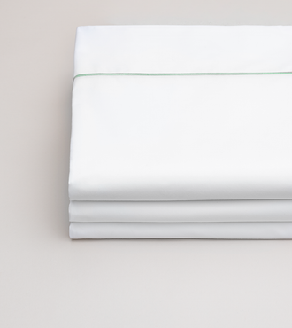 Drap plat bourdon percale Bourdon vert sauge