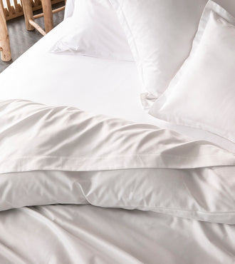 Drap plat satin uni Blanc pur