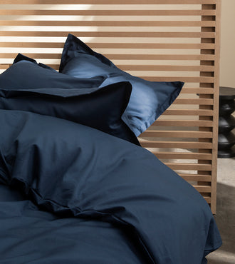 Drap plat satin uni Bleu minuit