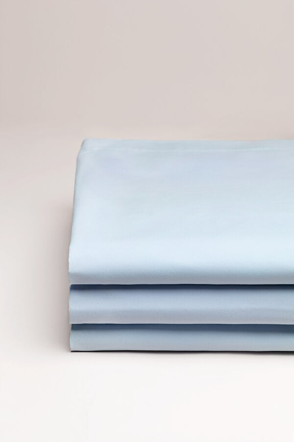 Drap plat percale uni Bleu azur