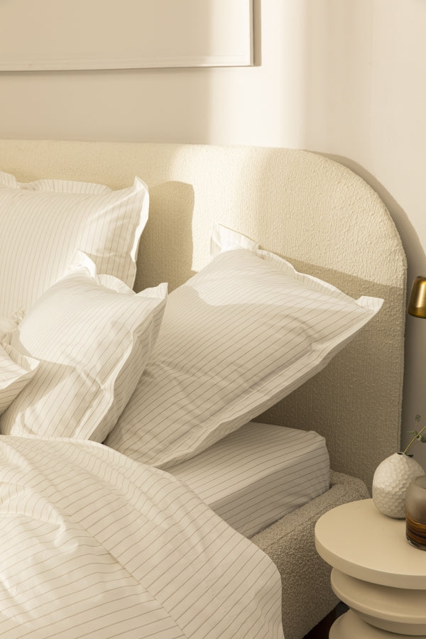 Parure de lit percale imprimée Rayé greige