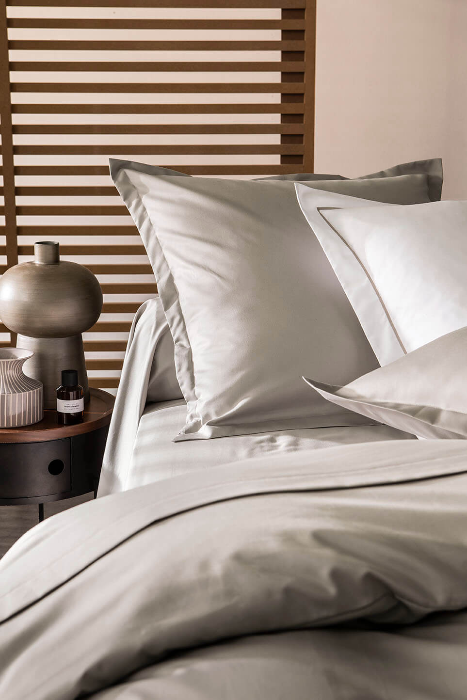 Housse de couette satin unie Blanc pur