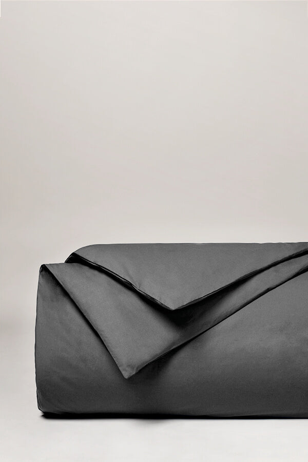 Housse de couette satin unie Graphite