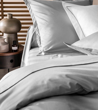Housse de couette satin unie Gris acier