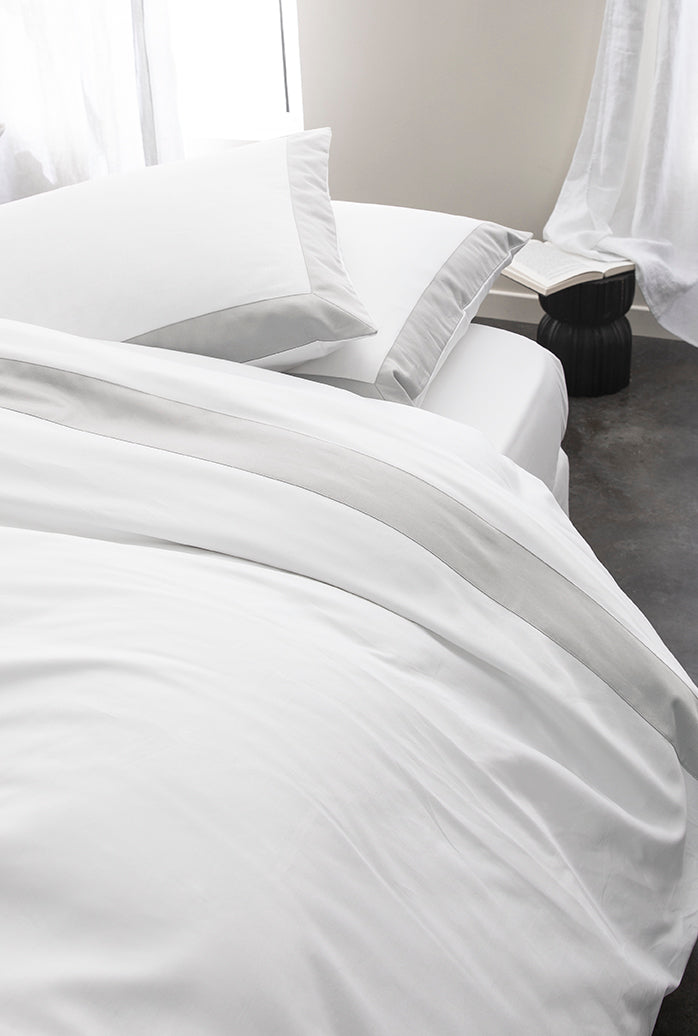 Parure de lit satin bicolore Bicolore gris acier
