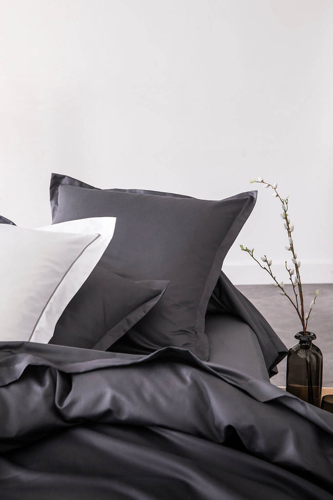 Housse de couette satin unie Graphite