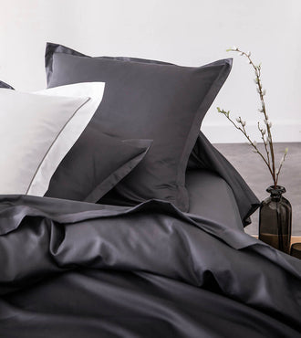 Housse de couette satin unie Graphite