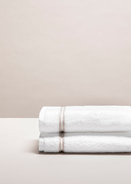 Set de 2 serviettes invités bourdon Blanc beige