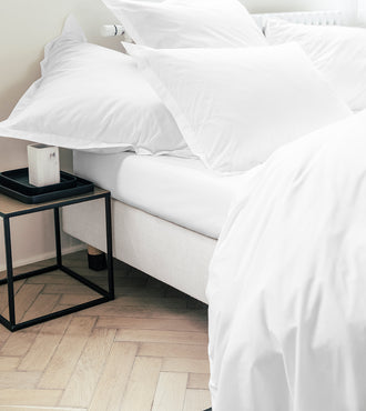 Drap housse percale bonnet 40 cm Blanc frais