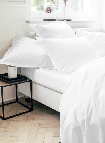 Drap housse percale bonnet 40 cm Blanc frais