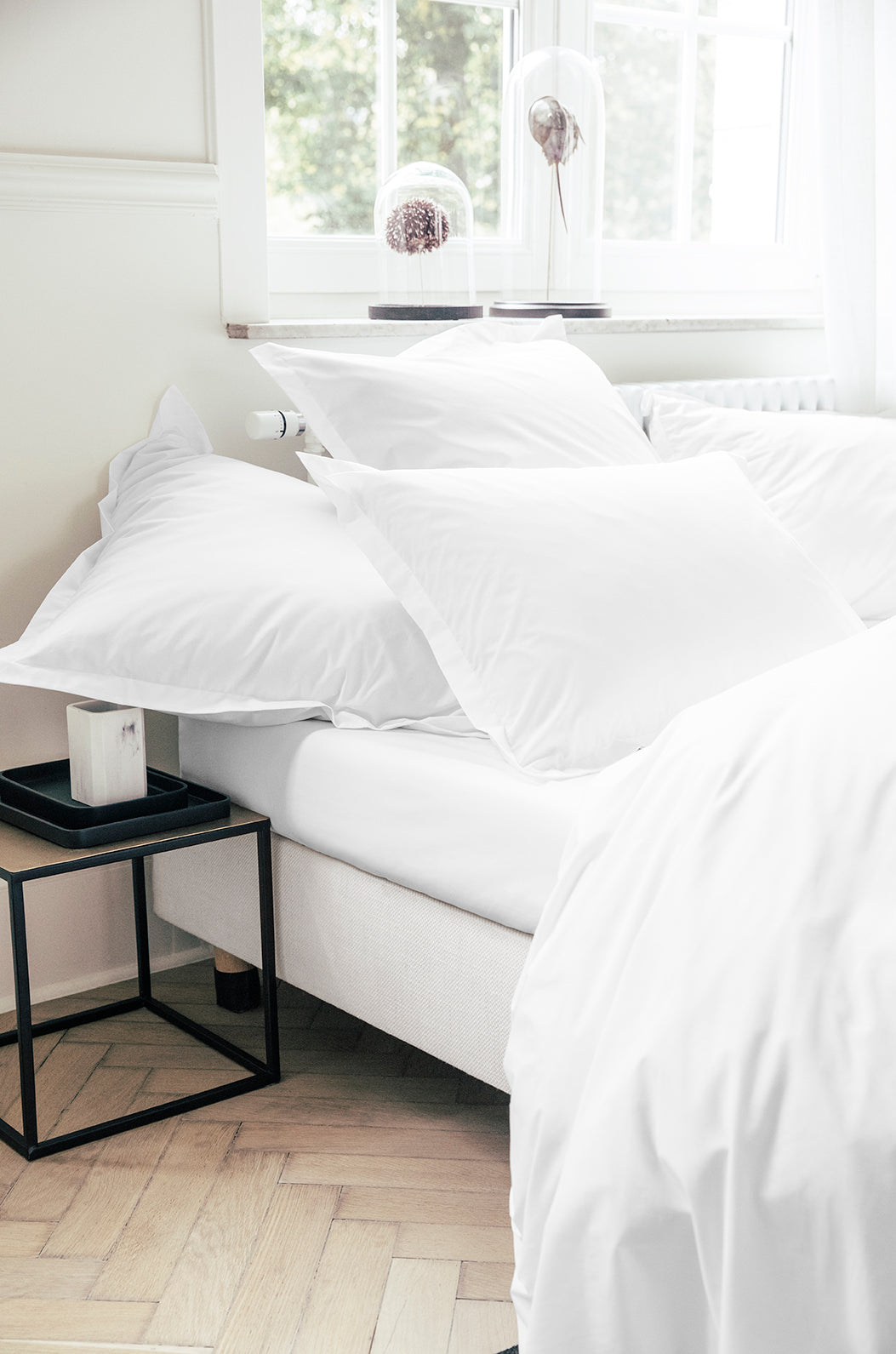 Parure de lit percale unie Blanc frais