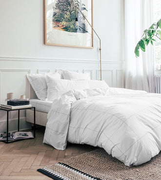 Drap plat percale uni Carreaux