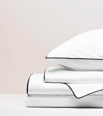 Parure de lit percale passepoil Passepoil noir