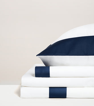 Parure de lit satin bicolore Bicolore bleu minuit