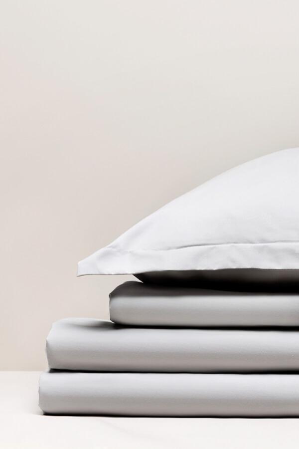 Parure de lit percale unie Gris moiré