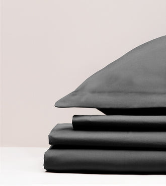 Parure de lit satin unie Graphite