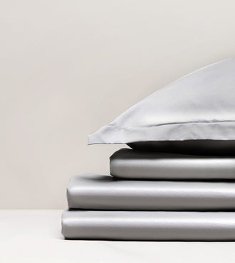 Parure de lit satin unie Gris acier