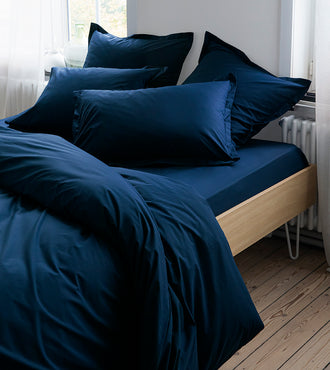 Drap housse percale bonnet 40 cm Bleu minuit