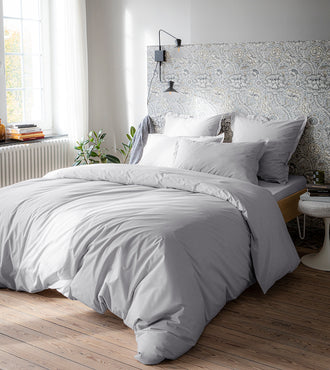 Drap plat percale uni Gris moiré