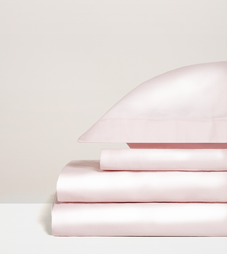 Parure de lit satin unie Rose poudre