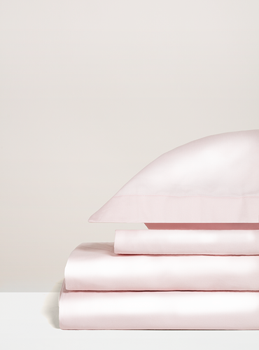 Parure de lit satin unie Rose poudre